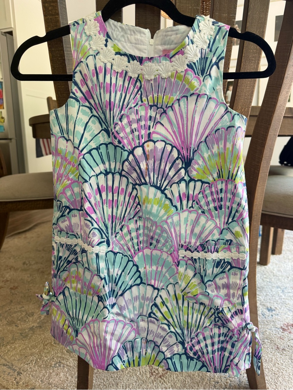 Lilly Pulitzer Girls Shell-Print Shift Dress in Aqua, Pink, Lime & Navy